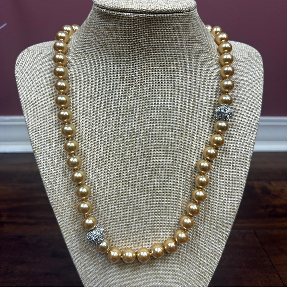 Heidi Daus Cream Pearl Necklace & Bracelet Convertible Magnetic Set